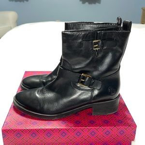 Tory Burch Bennie Buckle Leather Ankle Boots